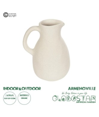 GloboStar® Artificial Garden ARMENOVILLE 21506 Διακοσμητικό Κεραμικό Βάζo Μπέζ Μ18 x Π15 x Υ22 cm